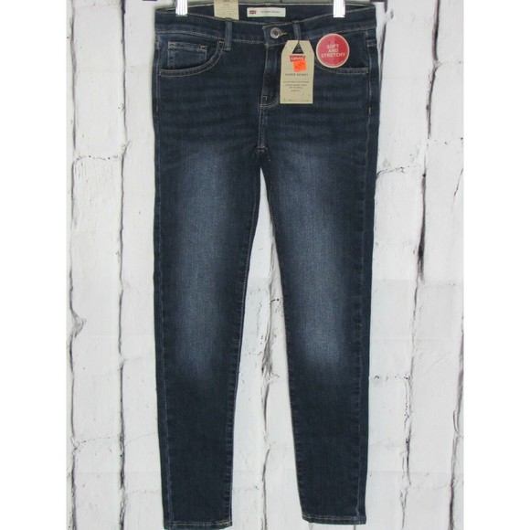 Levi's Other - Levi's 710 Girl Jeans Size 10 Blue Super Skinny Blasted Adjustable Waisted Denim